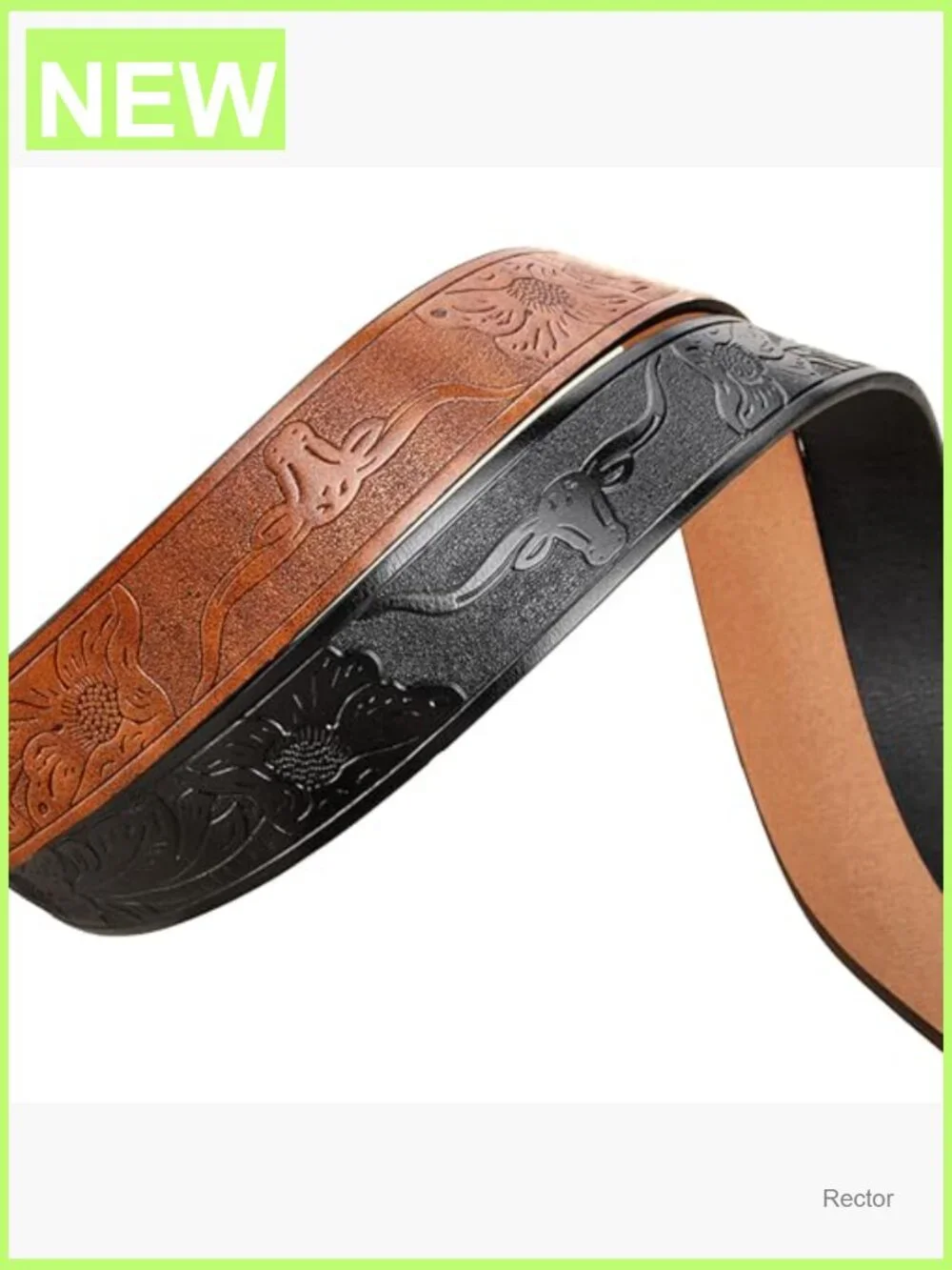 Vintage Western Belt Strap without Buckle Cowboy PU Leather 1-1/2